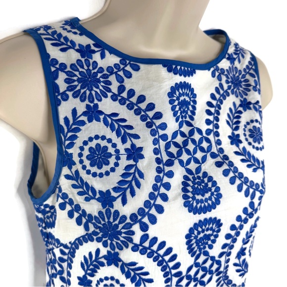 Jude Connally Blue Embroidered White Tank Top XS Perfect Condition - Picture 2 of 6